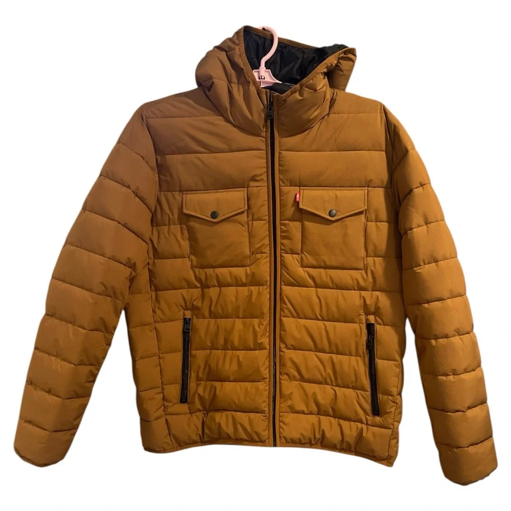 Levi's Men's Strech Hooded 2 Chest‎ Pocket Puffer Quilted Jacket Size XL